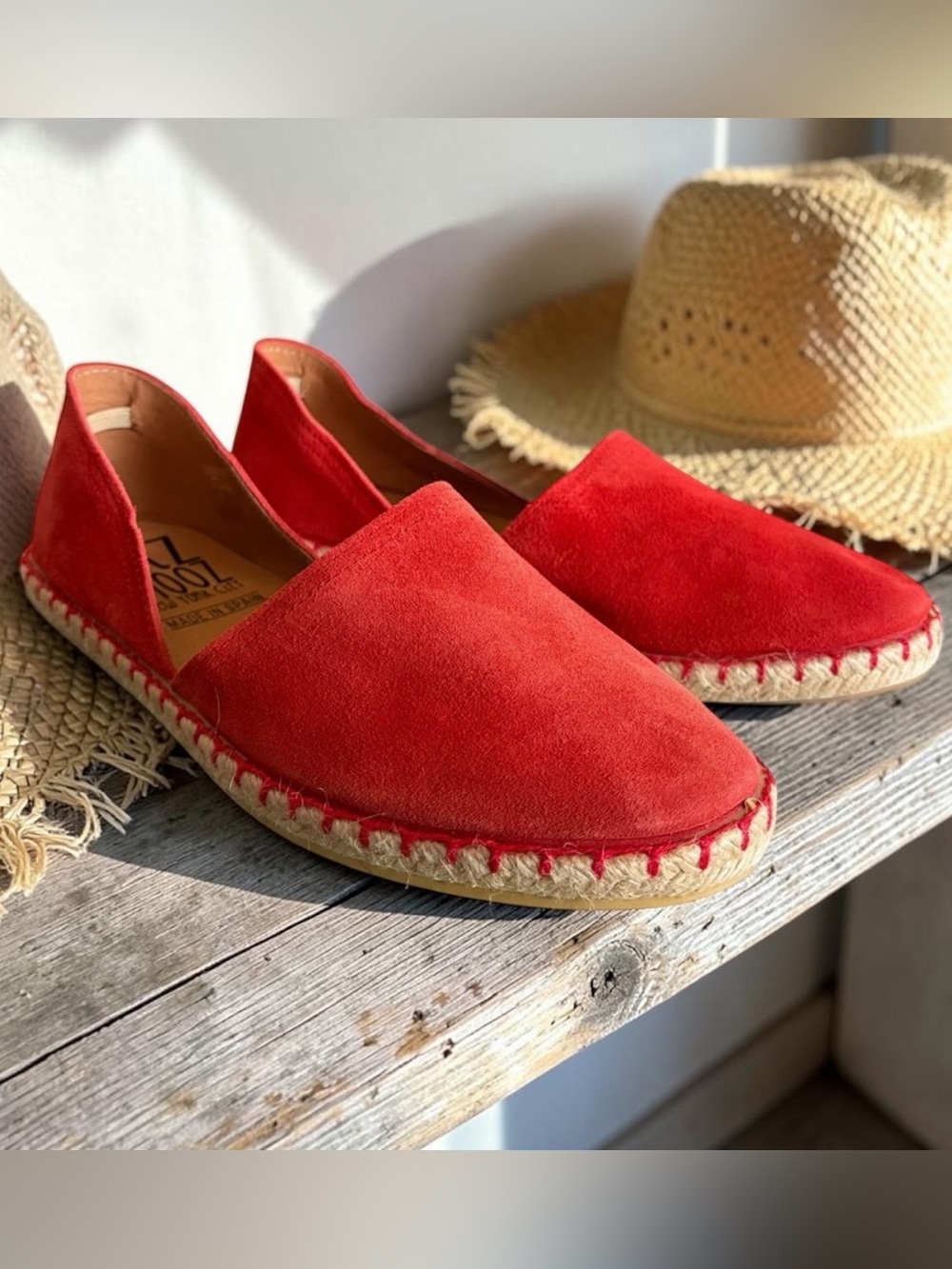 Miz Mooz Red-Orange Suede Espadrille Slip-Ons